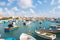 Colourful, small boats in harbour of Birzebbuga, Malta