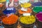 Colourful spices and food ingredients on sale