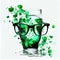 Colourful St Patrick\\\'s Day Beer Goggles, Traditional Irish drink , green shamrock irish hat Generative AI Illustration