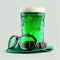 Colourful St Patrick\\\'s Day Beer Goggles, Traditional Irish drink , green shamrock irish hat Generative AI Illustration