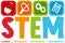 Colourful STEM education text icon