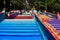 Colourful steps at Batu Caves temple in Malaysia, Beautiful coloured steps at hindu religion Batu Caves temple