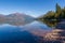 Colourful stones in Lake McDonald near Apgar in Montana