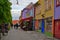 Colourful street with bars and restaurants in Storhaug district, Stavanger, Norway