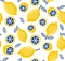 Colourful summer pattern with fresh lemons