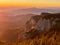 The colourful sunrise on Ceahlau Mountains