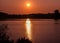 Colourful sunrise with reflection at Furzton Lake, Milton Keynes