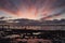 Colourful sunset over jetty