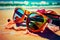 Colourful Surreal Sunglasses on a Beach Generative AI Illustration