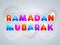 Colourful text for Ramadan Mubarak.