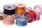 Colourful Thread Bobbins Macro Isolated