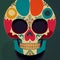 A colourful Traditional Calavera, sugar skull decorated with flowers for Day of the dead.