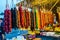 Colourful Traditional Georgian sweet Churchkhela hanging on the market.