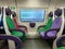 Colourful train seats