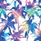 Colourful trendy seamless exotic pattern with palm. Modern abstract design for paper, wallpaper, cover, fabric and other users. Ve