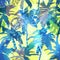 Colourful trendy seamless exotic pattern with palm and tropical plants. Modern abstract design for paper, wallpaper