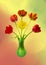 Colourful vase of tulips