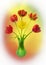 Colourful vase of tulips