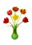 Colourful vase of tulips