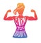 Colourful vector illustration Earn your body with female silhouette