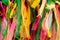 Colourful vibrant nylon ribbons abtract background