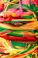 Colourful vibrant nylon ribbons abtract background