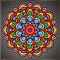 Colourful vintage mandala art with floral ornament