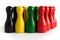 Colourful wooden bowling pins