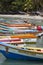 Colourful wooden fisher boats aligned on the beach, Margarita Is