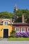 Colourful wooden residential street houses Bakklandet Trondheim