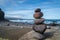 Colourful yoga stones at the beach at azores