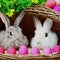 Colourfull Background with Eggs and bunnies