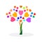 Colourfull illustration of love tree , leaf from heartsi solated on white backgroud