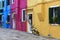 Colourfully painted house facade on Burano island