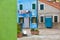 Colourfully painted house facade on Burano island