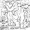 Colouring book for kids and children. Cartoon illustration. prehistoric animals. Deinotherium