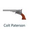 Colt Paterson is a medium frame double-action revolver featuring a six round cylinder gun, pistol vector illustration