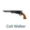 Colt Walker is a medium frame double-action revolver featuring a six round cylinder gun, pistol vector illustration