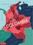 Columbia country detailed editable map