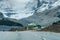 Columbia Icefield Discovery Centre. Snow-capped Wilcox Peak in in the background.
