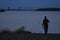 Columbia River Twilight, Fisherman at Dusk