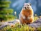 Columbian Ground Squirrel sitting on the ground in Canadian Rock