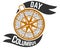 Columbus Day logo sign with compass symbol