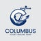columbus logo icon template design. anchor and forest illustration