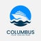 columbus with sea and cloud logo vector illustration