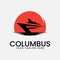 columbus with sea and sun logo vector illustration