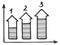 Column arrow chart doodle. Financial growth report icon