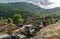 a column of cars on an expedition to the mountains of albania