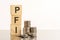 Column of cubes with abbreviation PFI - Private Finance Initiative