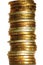 Column gold silver coins closeup